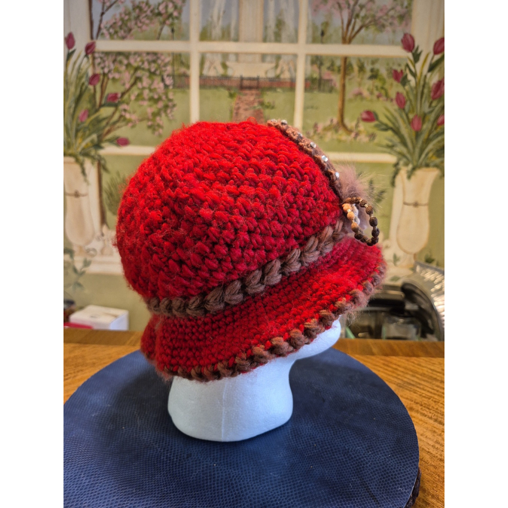 VINTAGE Hand Made Knitted Beanie/Stocking Women's Winter Cap/Hat OAFM #752g - Picture 7 of 12